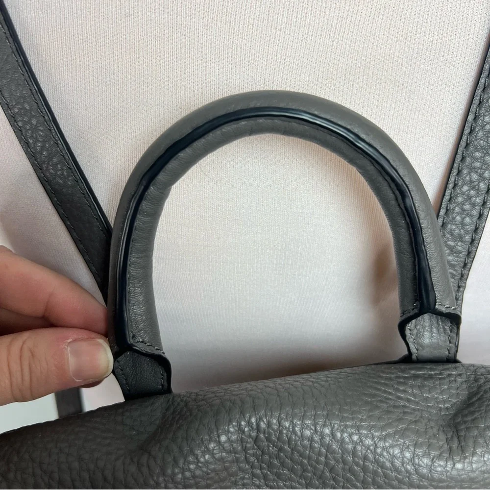 Marc Jacobs Pebbled Leather Backpack Charcoal Gray Gold Hardware